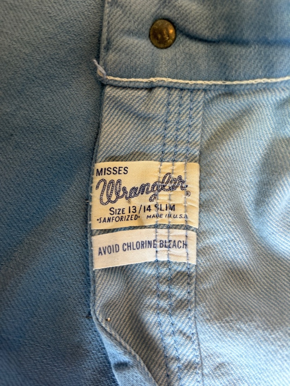 1960s/70s Wrangler Lightweight Jean Shorts, Flat Blue, Size 26 - Picture 6 of 6